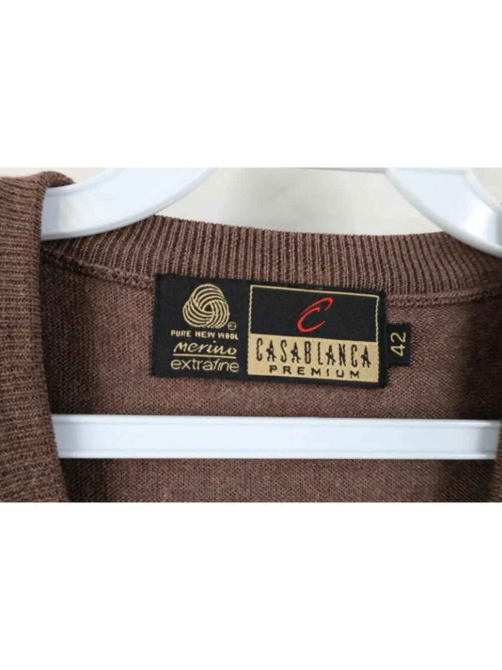 Vtg 90s Streetwear Mens 42 Distressed Blank Merino Wool Knit Sweater Vest Brown